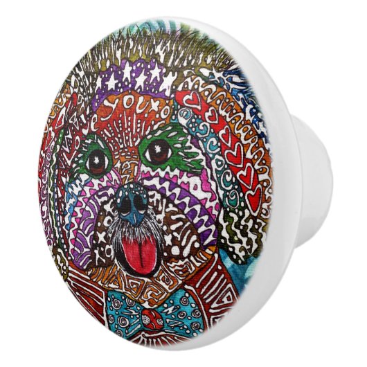 Cute and Colorful Havanese Dog Keramische Knop (Rechts)