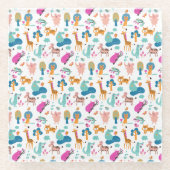 Cute and Colorful Jungle Animals Pattern Glazen Onderzetter (Voorkant)