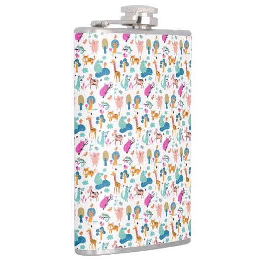 Cute and Colorful Jungle Animals Pattern Heupfles (Rechts)