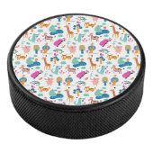 Cute and Colorful Jungle Animals Pattern Hockey Puck (3/4)