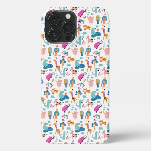 Cute and Colorful Jungle Animals Pattern iPhone Hoesje (Achterkant)