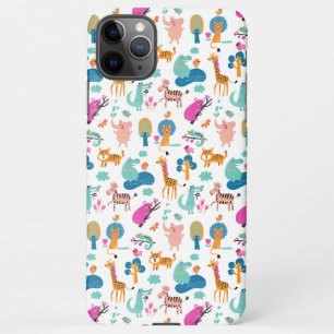 Cute and Colorful Jungle Animals Pattern iPhone 11Pro Max Hoesje