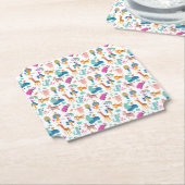 Cute and Colorful Jungle Animals Pattern Kartonnen Onderzetters (Gekanteld)