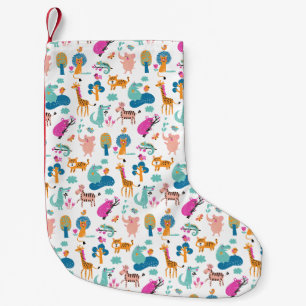 Cute and Colorful Jungle Animals Pattern Kleine Kerstsok