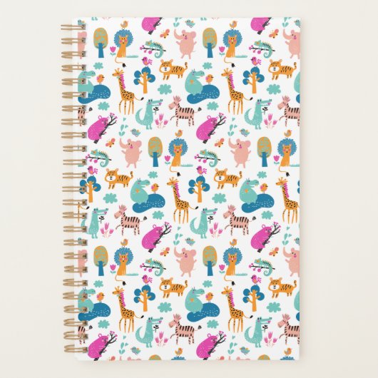 Cute and Colorful Jungle Animals Pattern Planner (Voorkant)