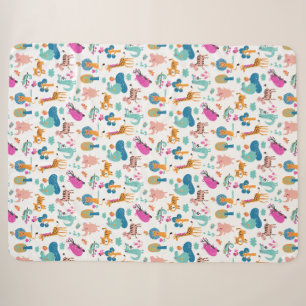 Cute and Colorful Jungle Animals Pattern Sherpa Deken