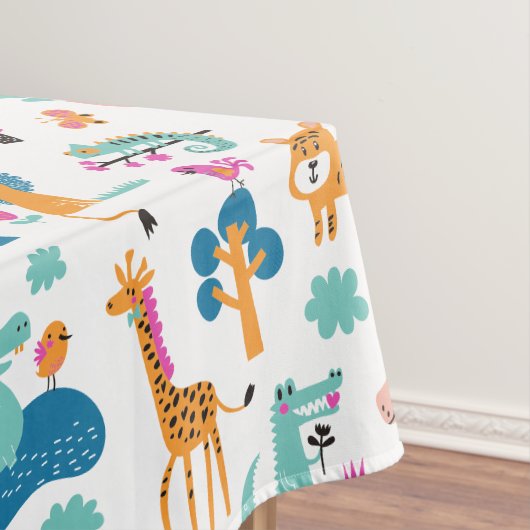 Cute and Colorful Jungle Animals Pattern Tafelkleed (Voorbeeld)