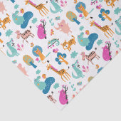 Cute and Colorful Jungle Animals Pattern Tissuepapier (Detail)