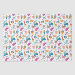 Cute and Colorful Jungle Animals Pattern Tissuepapier