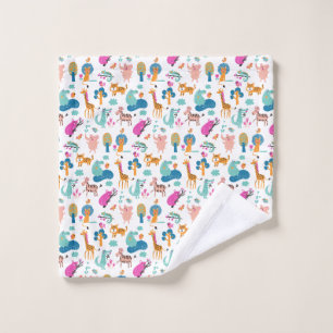 Cute and Colorful Jungle Animals Pattern Washandje