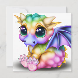 Cute and Colorful Kawaii Baby Dargon Feestdagenkaart
