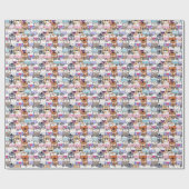 Cute and Colorful Kawaii Cat Pattern Cadeaupapier (Vlak)