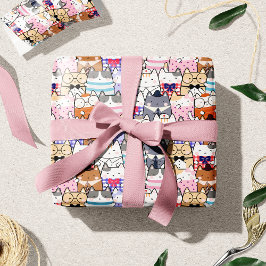 Cute and Colorful Kawaii Cat Pattern Cadeaupapier