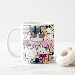 Cute and Colorful Kawaii Cat Pattern Koffiemok