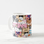 Cute and Colorful Kawaii Cat Pattern Koffiemok (Voorkant links)