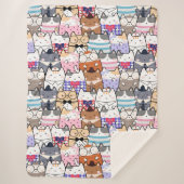 Cute and Colorful Kawaii Cat Pattern Sherpa Deken (Voorkant)