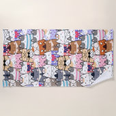 Cute and Colorful Kawaii Cat Pattern Strandlaken (Voorkant)