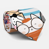 Cute and Colorful Kawaii Cat Pattern Stropdas (Opgerold)