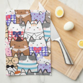 Cute and Colorful Kawaii Cat Pattern Theedoek (Quarter Fold)