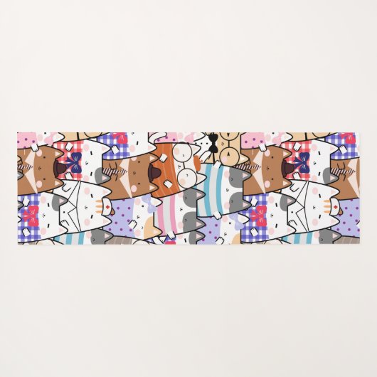 Cute and Colorful Kawaii Cat Pattern Yogamat (Achterkant (horizontaal))