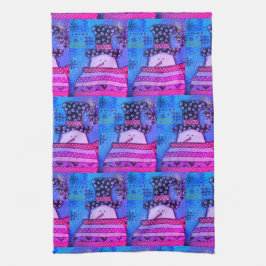 Cute and Colorful Kerstmis, gemengd met media Snow Theedoek