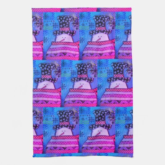 Cute and Colorful Kerstmis, gemengd met media Snow Theedoek (Verticaal)