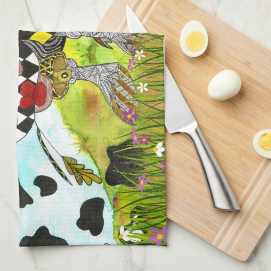 Cute and Colorful Koe Kitchen Towel Theedoek (Quarter Fold)