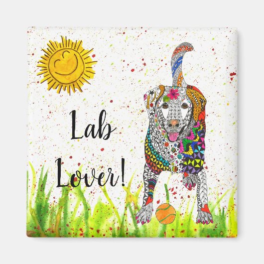 Cute and Colorful Labrador Retriever Magnet 2" (Voorkant)
