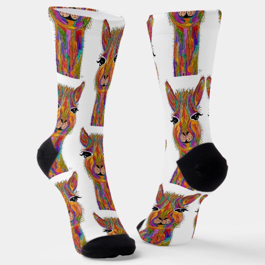 Cute and Colorful Llama Alpaca Socks Sokken (Gebogen)