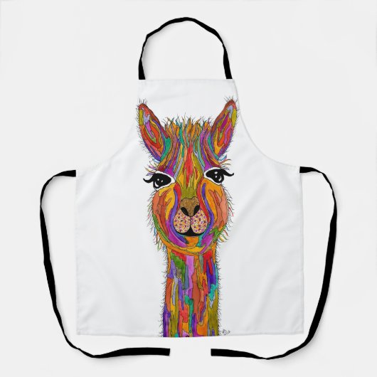 Cute and Colorful Llama Apron Schort (Voorkant)