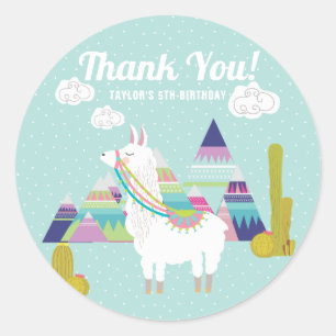 Cute and Colorful Llama Birthday Bedankt Sticker