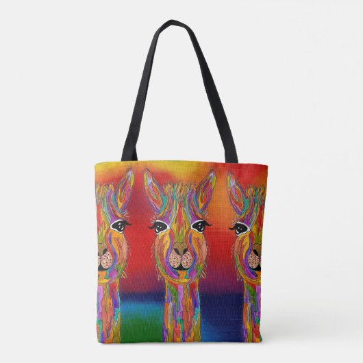 Cute and Colorful Llama Canvas tas (Achterkant)