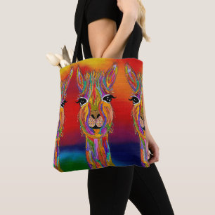 Cute and Colorful Llama Canvas tas