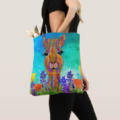 Cute and Colorful Llama Canvas tas (Dichtbij)