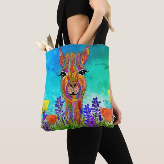 Cute and Colorful Llama Canvas tas (Dichtbij)