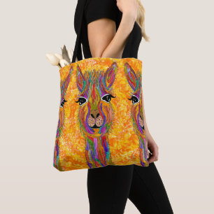 Cute and Colorful Llama Canvas tas