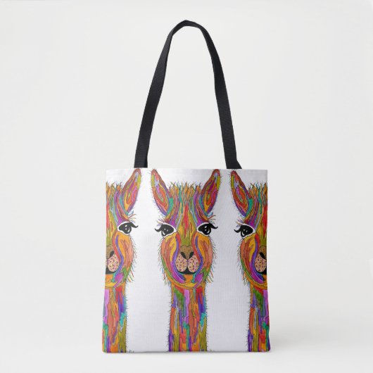 Cute and Colorful Llama Canvas tas (Voorkant)