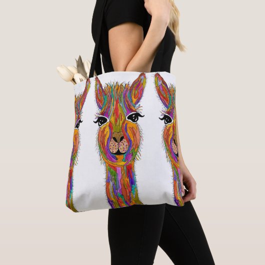 Cute and Colorful Llama Canvas tas (Dichtbij)