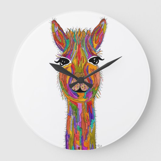 Cute and Colorful Llama Clock Grote Klok (Voorkant)