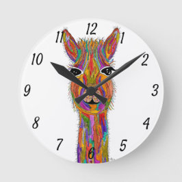 Cute and Colorful Llama Clock Ronde Klok