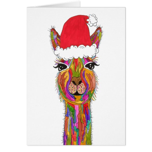 Cute and Colorful Llama-kerstWenskaart (Voorkant)