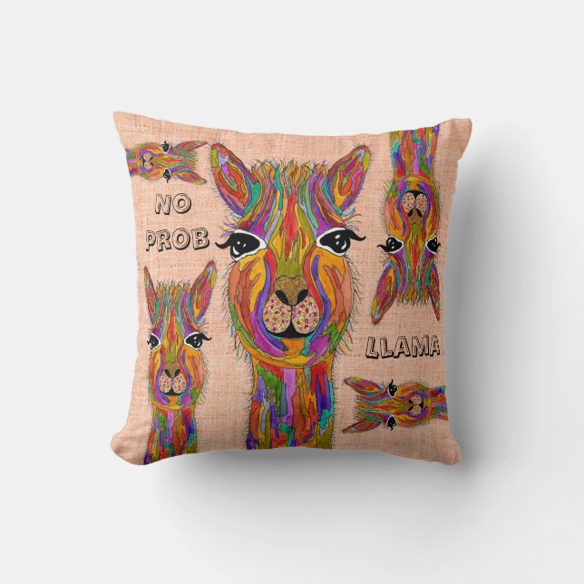 Cute and Colorful Llama Sierkussen (Voorkant)