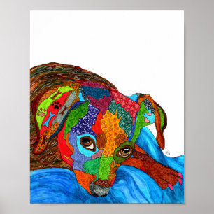 Cute and Colorful Mixed Breed Dog Poster - "8x10"