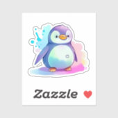 Cute and Colorful Penguin Waterverf Sticker (Vel)