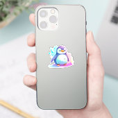 Cute and Colorful Penguin Waterverf Sticker (Telefoon)