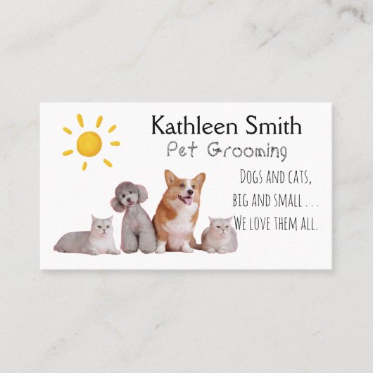 Cute and Colorful Pet Grooming Business Cards Visitekaartje (Voorkant)