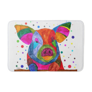 Cute and Colorful Pig Bath Mat