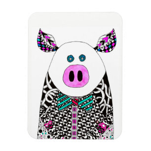Cute and Colorful Pig Magnet 3 x 4 inch Magneet