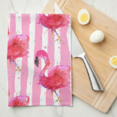 Cute and Colorful Pink Flamingo Kitchen Towel Theedoek (Quarter Fold)
