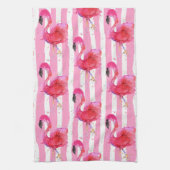 Cute and Colorful Pink Flamingo Kitchen Towel Theedoek (Verticaal)
